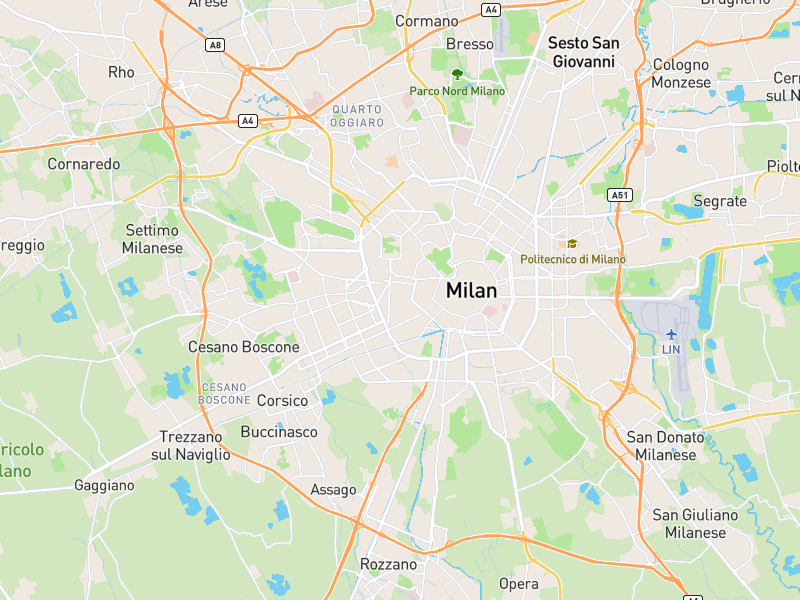 Map of Milan, Italy