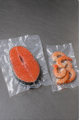 Vacuum-packaged vegetables on a processing line